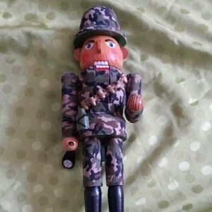 Camouflage Nutcracker Soldier Figurine